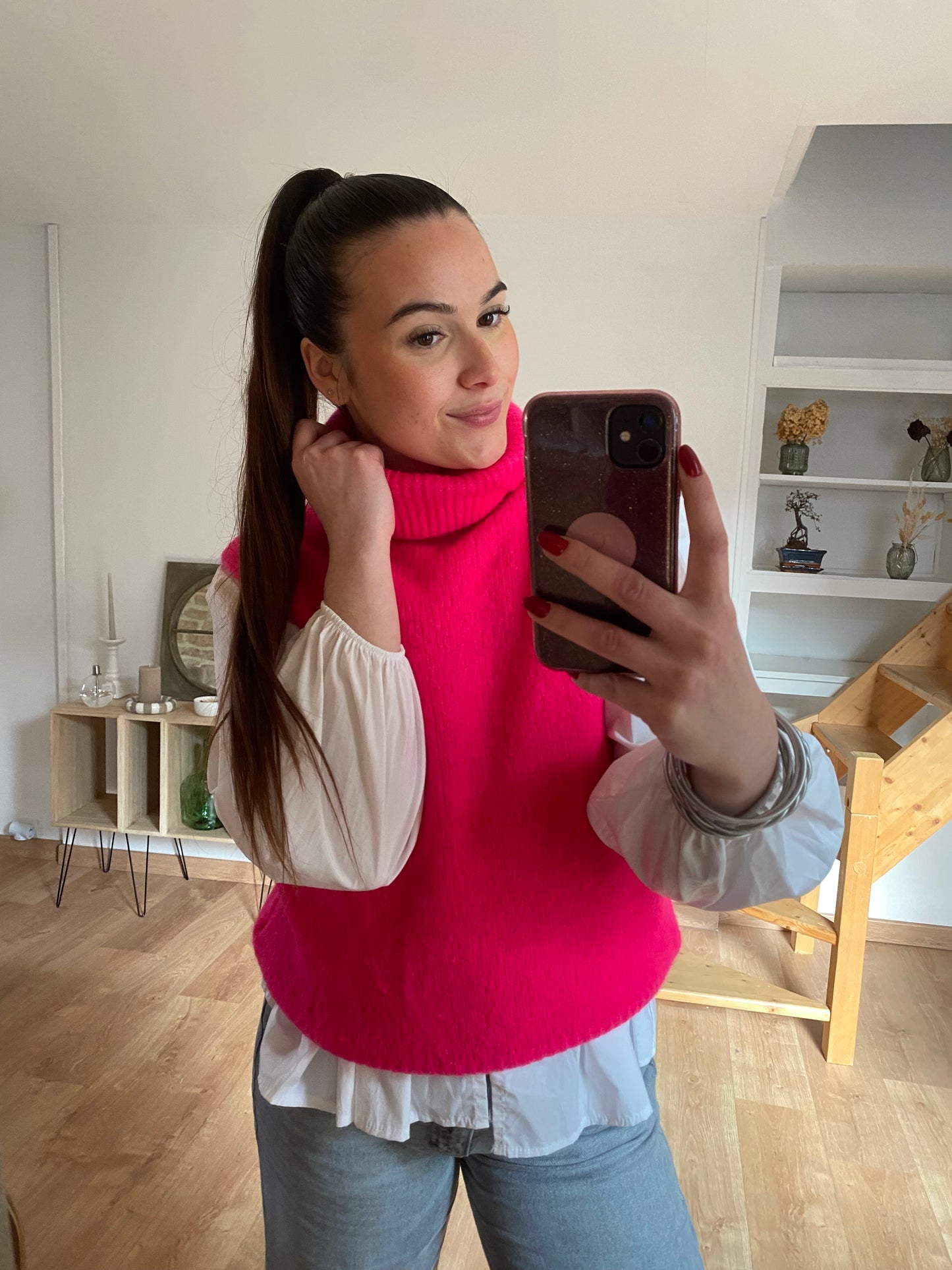 Pull sans manche Gersende - Fuchsia