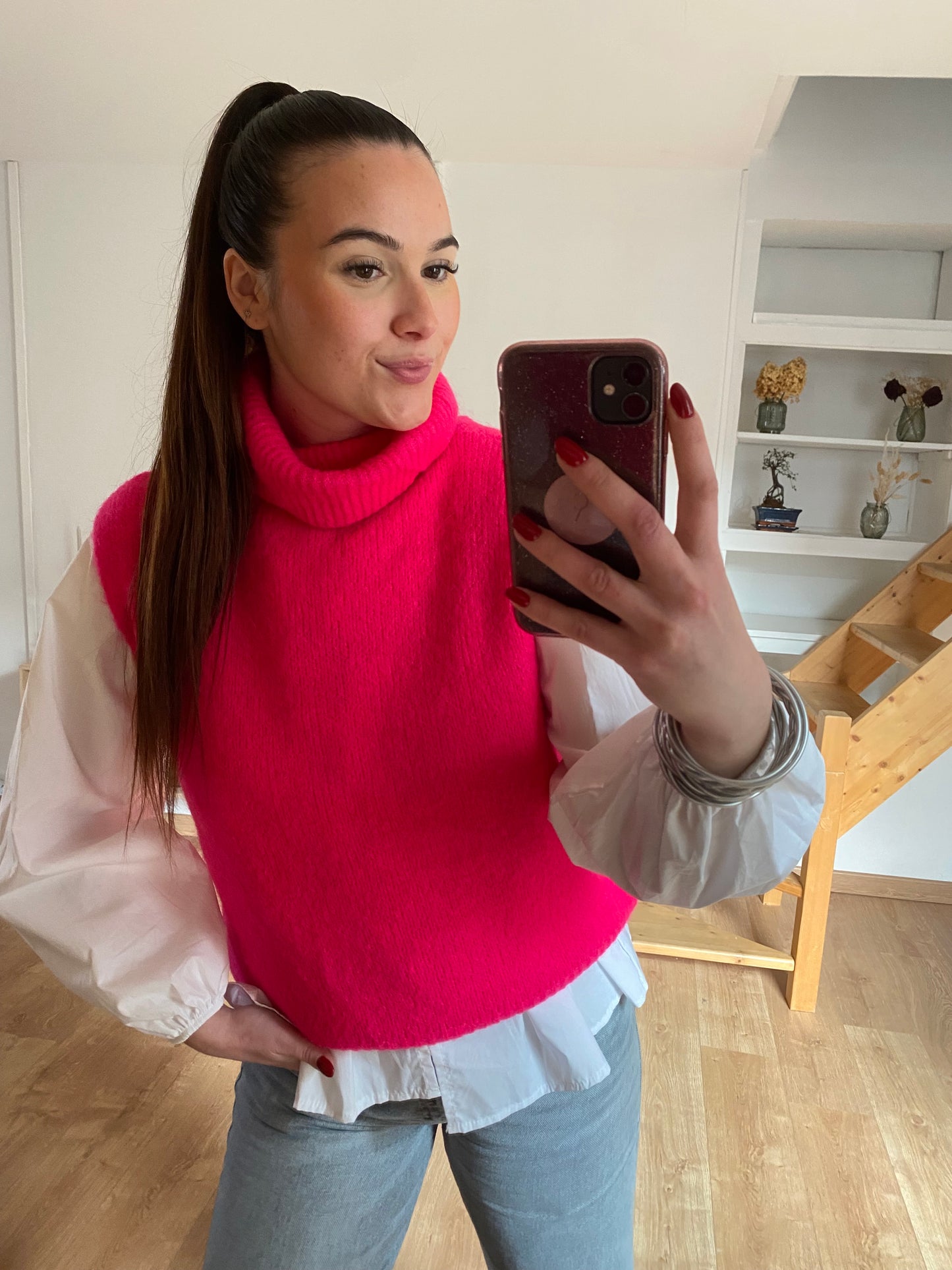 Pull sans manche Gersende - Fuchsia
