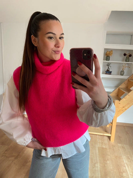Pull sans manche Gersende - Fuchsia