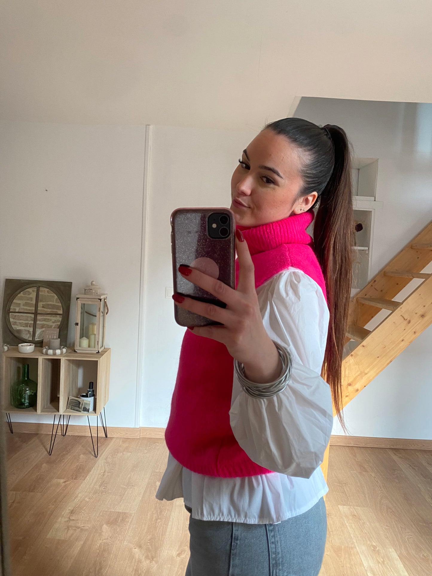 Pull sans manche Gersende - Fuchsia