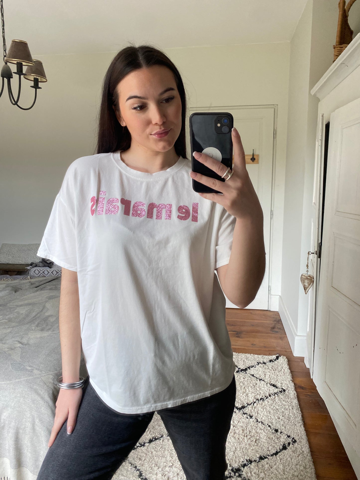 Tee-shirt Le Marais - Blanc et rose