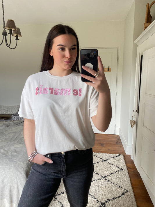 Tee-shirt Le Marais - Blanc et rose